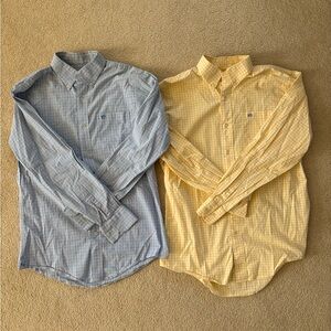 Southern Tide Blue and Yellow Checkered Shirts